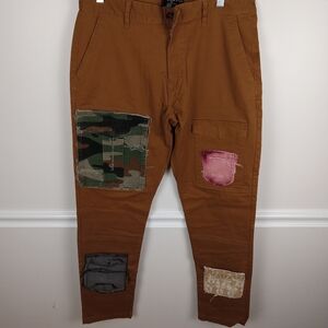 Men's Brown Patchwork Pants Forever 21